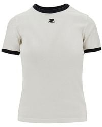 Courreges - Cotton T-Shirt With Contrasting Trims - Lyst