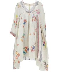 Péro - Floral Sketch Print Linen Dress - Lyst
