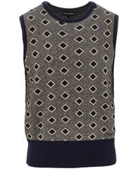 Emporio Armani - Cashmere And Wool Vest With Diamonds Motif - Lyst