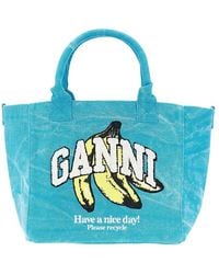Ganni - Shopping Bag With Banana Print - Lyst