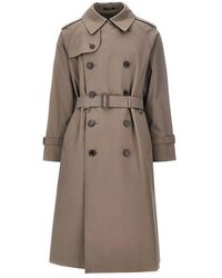 Caruso - Cotton Double-Breasted Long Trench-Coat - Lyst