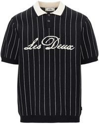 Les Deux - Knitted Polo Shirt With Striped Motif - Lyst