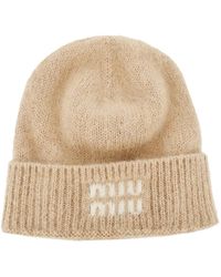 Miu Miu - Mohair-Blend Beanie Hat With Jacquard Logo - Lyst
