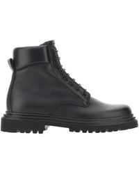 Dolce & Gabbana - Grained Leather Lace-Up Ankle Boots - Lyst