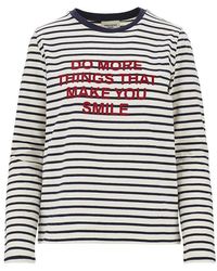 Weekend by Maxmara - Printed Jersey T-Shirt With Striped Motif - Lyst