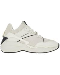Emporio Armani - Suede And Leather Sneakers With Eagle Detail - Lyst