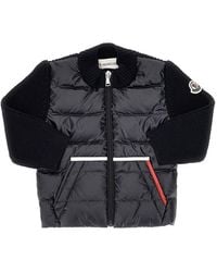 Moncler - Ribbed Wool And Padded Nylon Cardigan Kids - Lyst