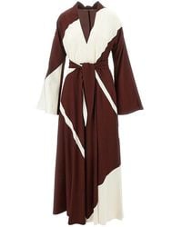 Alberta Ferretti - Printed Viscose Twill Long Dress - Lyst