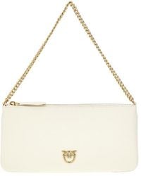 Pinko - Leather Flat Pouch With Chain - Lyst