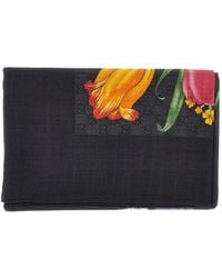 Gucci - Silk And Wool-Blend Scarf With Flora Print - Lyst