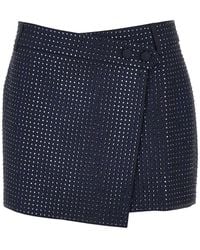 Pinko - Gabardine Mini Skirt With Rhinestones - Lyst