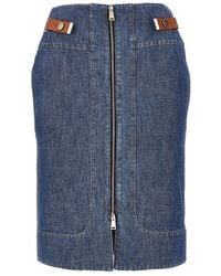 Fendi - Chabray Skirt With Leather Tabs - Lyst