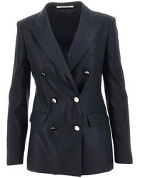 Tagliatore - 'Parigi' Linen-Blend Double-Breasted Jacket - Lyst