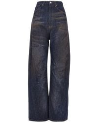 MM6 by Maison Margiela - Used Effect Wide Leg Jeans - Lyst