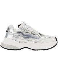 Emporio Armani - Mesh Sneakers With Leather Details - Lyst