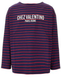 Valentino - 'Chez Print Striped T-Shirt - Lyst