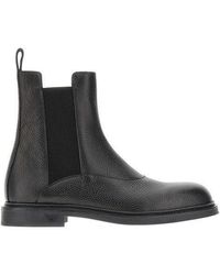 Emporio Armani - Grained Leather Chelsea Boots - Lyst