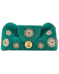 Versace - Embroidered Suede Leather 'Vivian' Clutch - Lyst