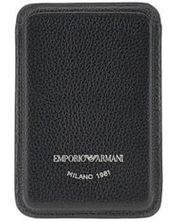 Emporio Armani - Grained Leather Magnetic Card Holder - Lyst