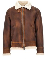 Dacute - Waxed Shearling Aviator Jacket - Lyst