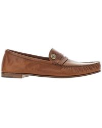Versace - Leather Loafers With Medusa Detail - Lyst