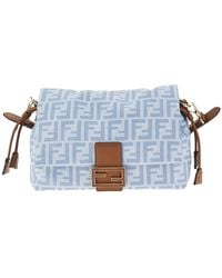 Fendi - Ff Denim Medium 'Mamma Baguette' Bag - Lyst