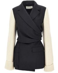 Dries Van Noten - Wool Blazer With Knitted Sleeves - Lyst