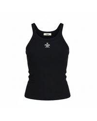 Fendi - Ribbed Tank Top With Logo Embroidery - Lyst
