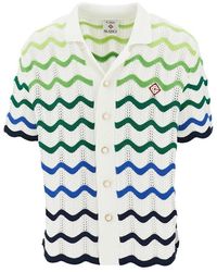 CASABLANCA - Crocket Cotton Shirt With Wavy Motif - Lyst