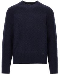 Emporio Armani - Knitted Sweater With Diamonds Motif - Lyst