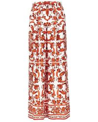 Dolce & Gabbana - Silk Pants With Maiolica Print - Lyst