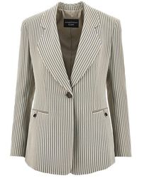 Emporio Armani - Icon Striped Crepe Single-Breasted Jacket - Lyst