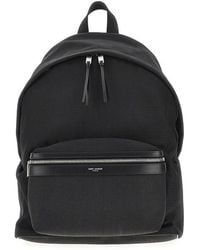 Saint Laurent - 'City' Canvas Backpack With Leather Details - Lyst