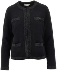 Tory Burch - 'Kendra' Wool-Blend Knitted Cardigan - Lyst