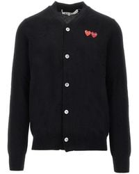 COMME DES GARÇONS PLAY - Hearts Patches Wool Cardigan - Lyst