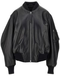 The Attico - 'Anja' Leather Bomber Jacket - Lyst