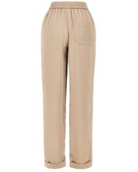 Emporio Armani - Crepe Twill Pants With Elasticated Waist - Lyst