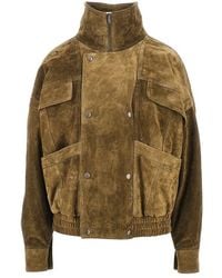 Saint Laurent - Oversized Suede Leather Bomber Jacket - Lyst