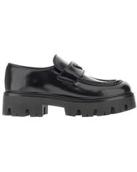 Prada - Leather Loafers With Lug Sole - Lyst