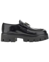 Prada - Leather Loafers With Lug Sole - Lyst