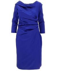 Talbot Runhof - Duchesse Satin Knee-Length Dress - Lyst
