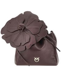 Pinko - Nappa Leather Bucket Bag With Flower - Lyst