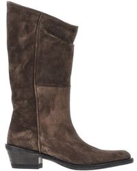 KHAITE - 'Clive' Suede Leather Western Boots - Lyst