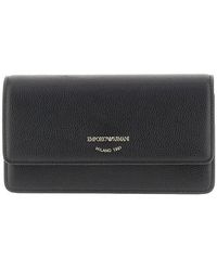 Emporio Armani - Grained Leather Clutch With Chain - Lyst
