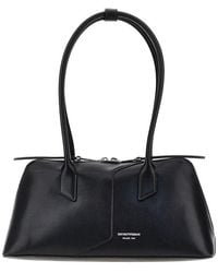 Emporio Armani - Leather Shoulder Bag With Lettering Logo - Lyst