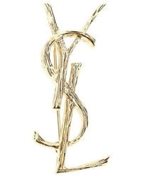 Saint Laurent - Engraved Texture Cassandre Brooch - Lyst
