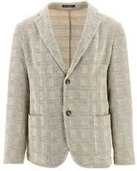 Emporio Armani - Jacquard Knitted Single-Breasted Jacket - Lyst