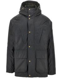 Barbour - 'Oakdale' Waxed Cotton Padded Parka Coat - Lyst