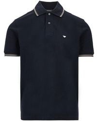 Emporio Armani - Eagle Embroidery Stretch Piquet Polo Shirt - Lyst