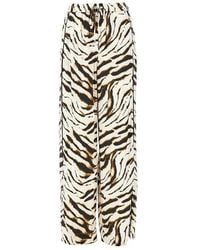 Ganni - Satin Pants With Zebra-Striped Print - Lyst